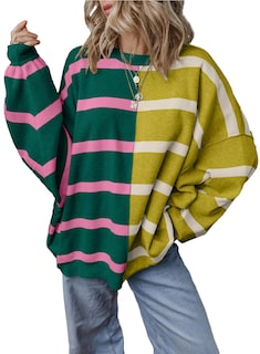 Foto 1 | Foto 1 | Suéter Evaless Para Mujer De Gran Tamaño A Rayas, Tendencia De Moda 2024 - Venta Internacional.