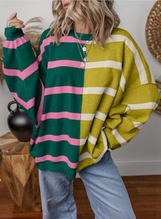 Foto 2 | Foto 2 | Suéter Evaless Para Mujer De Gran Tamaño A Rayas, Tendencia De Moda 2024 - Venta Internacional.