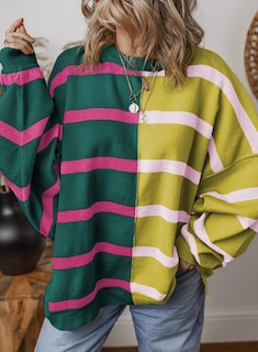Foto 3 | Foto 3 | Suéter Evaless Para Mujer De Gran Tamaño A Rayas, Tendencia De Moda 2024 - Venta Internacional.