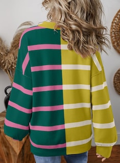 Foto 4 | Foto 4 | Suéter Evaless Para Mujer De Gran Tamaño A Rayas, Tendencia De Moda 2024 - Venta Internacional.