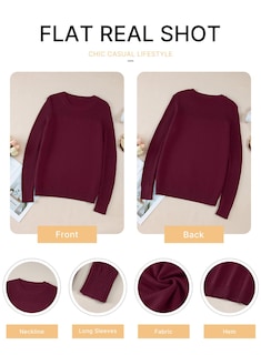 Foto 5 | Foto 5 | Jersey Evaless De Punto Trenzado Extragrande Con Cuello Redondo Para Mujer, Color Burdeos - Venta Internacional.