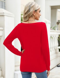 Foto 4 | Foto 4 | Jersey Lomon Para Mujer Con Cuello De Barco Y Manga Larga Rojo Xl - Venta Internacional.