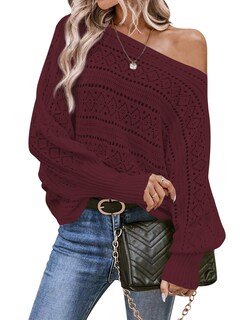 Foto 1 | Foto 1 | Jersey Cakulo Para Mujer Con Hombros Descubiertos, Color Rojo Vino, Talla M - Venta Internacional.