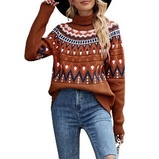 Foto 2 | Foto 2 | Jersey Junboon Vintage Con Cuello Alto Y Bloques De Colores A Rayas Para Mujer - Venta Internacional.