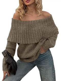 Foto 2 | Foto 2 | Jersey Saodimallsu De Punto Holgado Con Hombros Descubiertos Para Mujer - Venta Internacional.
