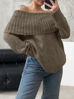 Foto 3 | Foto 3 | Jersey Saodimallsu De Punto Holgado Con Hombros Descubiertos Para Mujer - Venta Internacional.