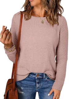 Foto 1 | Foto 1 | Suéteres Evaless Para Mujer, A La Moda, De Otoño, De Punto Trenzado, Rosa - Venta Internacional.
