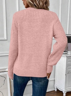 Foto 2 | Foto 2 | Suéteres Evaless Para Mujer, A La Moda, De Otoño, De Punto Trenzado, Rosa - Venta Internacional.