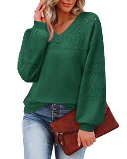 Foto 2 | Foto 2 | Jersey Messic Con Cuello En V Para Mujer, Holgado, Color Verde, Talla S - Venta Internacional.