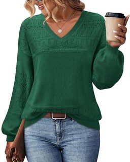 Foto 3 | Foto 3 | Jersey Messic Con Cuello En V Para Mujer, Holgado, Color Verde, Talla S - Venta Internacional.