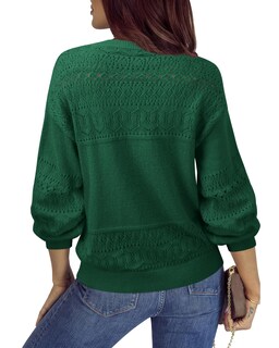 Foto 4 | Foto 4 | Jersey Messic Para Mujer, Cuello En V, Manga Larga, Hueco, Verde - Venta Internacional.