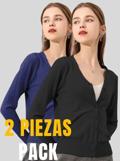 Foto 4 | Foto 4 | Set De 2 Suéter Abierto De Mujer Con Detalles En Estoperoles Suet-1001-px2 Negro Y Azul Oscuro Suéter Cardigan