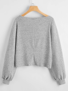Foto 2 | Foto 2 | Jersey Corto Sweatyrocks De Punto Acanalado De Manga Larga Gris Claro - Venta Internacional.