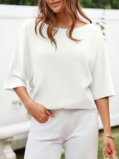 Foto 2 | Foto 2 | Jersey Cicky Bell Para Mujer Media Manga Cuello Barco De Gran Tamaño Blanco - Venta Internacional.