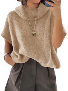 Foto 1 | Foto 1 | Jersey Tipo Poncho Cicky Bell Para Mujer  Cuello Alto  De Gran Tamaño  Color Caqui - Venta Internacional.