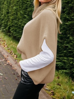 Foto 4 | Foto 4 | Jersey Tipo Poncho Cicky Bell Para Mujer  Cuello Alto  De Gran Tamaño  Color Caqui - Venta Internacional.