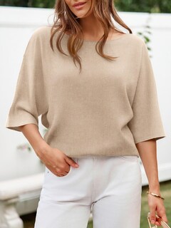 Foto 2 | Foto 2 | Jersey Cicky Bell Para Mujer De Media Manga Con Cuello De Barco Extragrande - Venta Internacional.