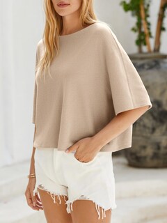 Foto 5 | Foto 5 | Jersey Cicky Bell Para Mujer De Media Manga Con Cuello De Barco Extragrande - Venta Internacional.