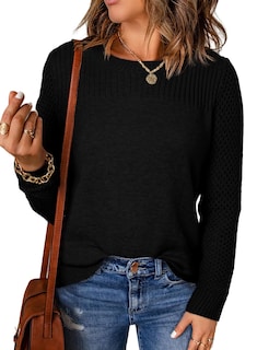 Foto 1 | Foto 1 | Jersey Evaless De Punto Trenzado Extragrande A La Moda Para Mujer Moderno Negro - Venta Internacional.