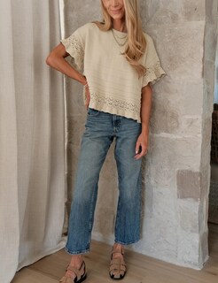 Foto 5 | Foto 5 | Jersey Yeokou De Manga Corta Con Dobladillo Con Volantes Para Mujer Color Caqui - Venta Internacional.