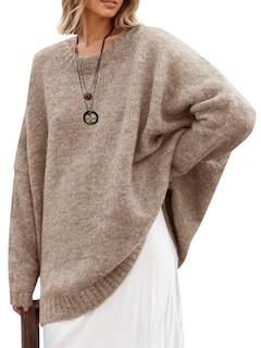 Foto 1 | Foto 1 | Suéter Tipo Túnica Saodimallsu Para Mujer De Punto Extragrande Color Caqui Otoño - Venta Internacional.