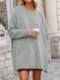 Foto 4 | Foto 4 | Jersey Saodimallsu Para Mujer Talla Extragrande Cuello Redondo Color Gris - Venta Internacional.