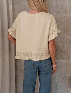 Foto 4 | Foto 4 | Jersey Yeokou Para Mujer Manga Corta Dobladillo Con Volantes Tejido A Ganchillo - Venta Internacional.