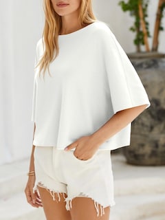 Foto 5 | Foto 5 | Jersey Cicky Bell Para Mujer Media Manga Cuello Barco De Gran Tamaño Blanco - Venta Internacional.