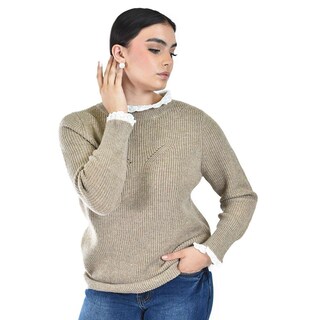 Foto 5 | Foto 5 | Sueter Con Cuello Y Puños De Encaje Roman Fashion /juvenil 4015 (cafe) Cafe
