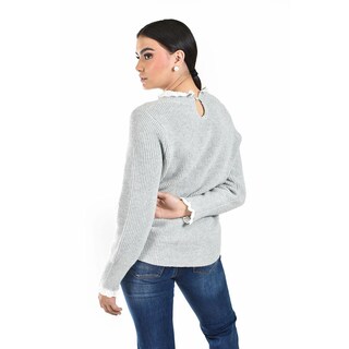 Foto 3 | Foto 3 | Sueter Con Cuello Y Puños De Encaje Roman Fashion /juvenil 4015 (gris Claro) Gris