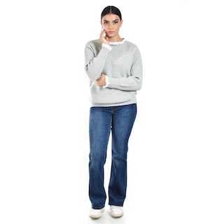 Foto 6 | Foto 6 | Sueter Con Cuello Y Puños De Encaje Roman Fashion /juvenil 4015 (gris Claro) Gris