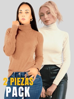 Foto 5 | Foto 5 | Set De 2 Sueteres Mujer De Cuello Alto Sueteres Dama Suet-1023-px2 Variedad De Colores Sweaters