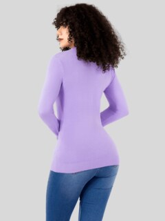 Foto 6 | Foto 6 | Suéter Para Mujer De Manga Larga Con Cuello En V Unitalla Sweater Dama De Punto Suet-1003 Lila Casual Formal