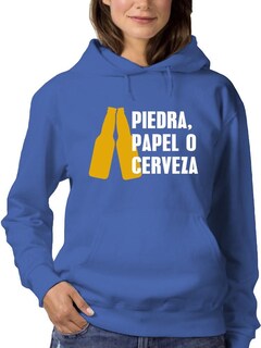 Foto 1 | Foto 1 | Sudadera Smartprintsink Con Capucha Para Mujer Piedra, Papel O Cerveza Color Azul