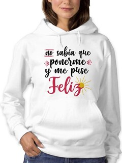 Foto 1 | Foto 1 | Sudadera Smartprintsink Con Capucha Para Mujer Me Puse Feliz Color Blanco