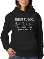 Sudadera Smartprintsink Con Capucha Para Mujer Eres Fuego. Arde Y Brilla! Color Negro