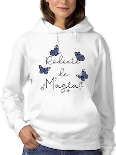 Foto 1 | Foto 1 | Sudadera Smartprintsink Con Capucha Para Mujer Rodeate De Magia Color Blanco