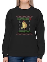 Sudadera Smartprintsink para Mujer Navidad Me Da Amsiedad color Negro