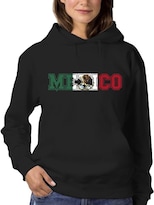 Sudadera Smartprintsink Con Capucha Para Mujer Mexico Con Bandera. Color Negro