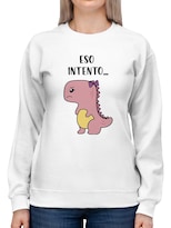 Sudadera para Mujer Smartprintsink color Blanco Abrazo de Dinosaurio