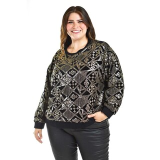 Foto 1 | Foto 1 | Sudadera De Terciopelo Con Lentejuela Roman Fashion /tallas Extras, 3364 (dorado) Negro