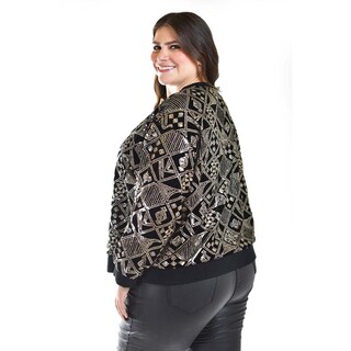 Foto 3 | Foto 3 | Sudadera De Terciopelo Con Lentejuela Roman Fashion /tallas Extras, 3364 (dorado) Negro