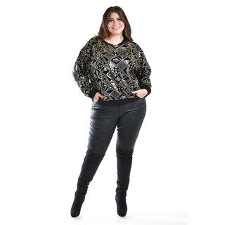 Foto 5 | Foto 5 | Sudadera De Terciopelo Con Lentejuela Roman Fashion /tallas Extras, 3364 (dorado) Negro