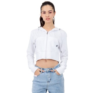 Foto 1 | Foto 1 | Sudadera Para Mujer Crop Con Capucha Y Cierre Quarry Color Blanco