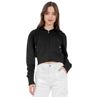 Foto 1 | Foto 1 | Sudadera Para Mujer Crop Con Capucha Y Cierre Quarry Color Negro