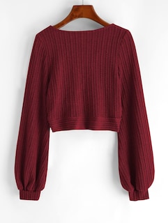 Foto 6 | Foto 6 | Jersey Corto Zaful Para Mujer Con Mangas Acanaladas Con Forma De Farol - Venta Internacional.