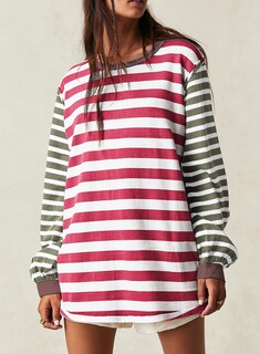 Foto 2 | Foto 2 | Camiseta Blencot A Rayas Para Mujer, Gran Tamaño, Y2k, Red Stripe - Venta Internacional.