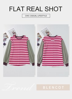 Foto 5 | Foto 5 | Camiseta Blencot A Rayas Para Mujer, Gran Tamaño, Y2k, Red Stripe - Venta Internacional.