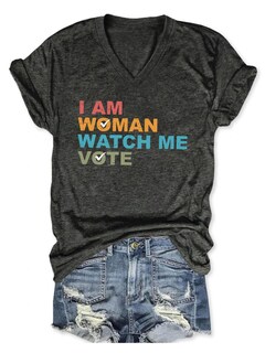 Foto 4 | Foto 4 | Camiseta Soy Mujer Watch Me Vote Para Mujer - Gris - Xl - Venta Internacional.