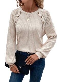 Foto 1 | Foto 1 | Jersey Acelit Para Mujer, Talla Grande, Túnica, Detalle De Botones, Color Albaricoque - Venta Internacional.